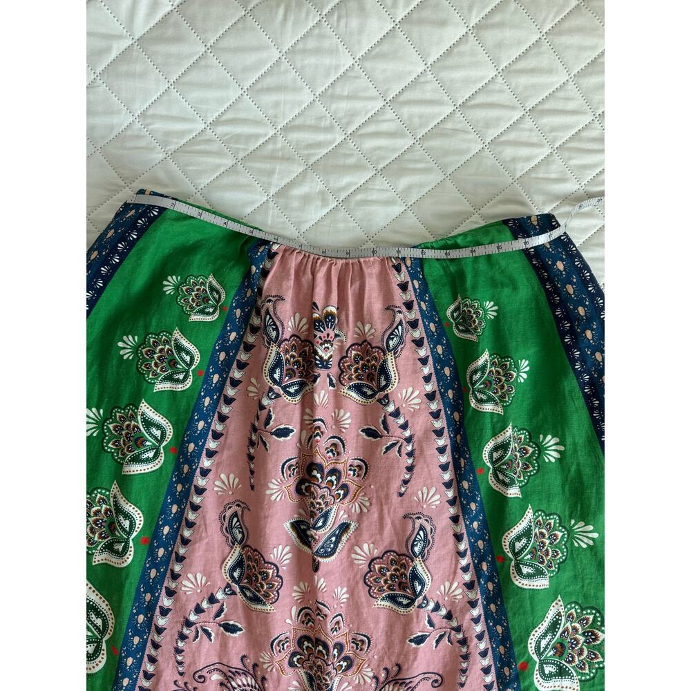 Farm Rio Anthropologie Linen Blend Maxi Skirt L Boho Resort Festival Floral - Picture 15 of 16
